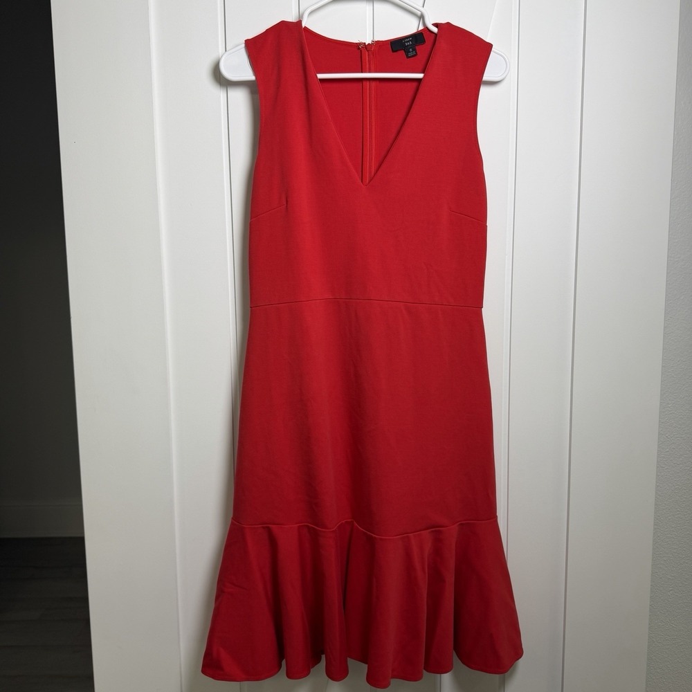 J. Crew 365 Red V-Neck Sheath Dress In Recycled Stretch Ponte Women's Size 6